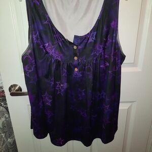 Purple Star-Print Sleeveless Tank Top